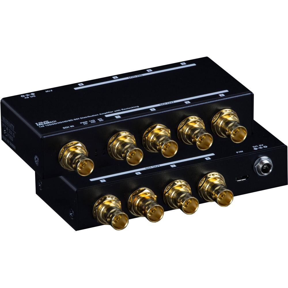 MuxLab Splitter 4K60 12G-SDI 1 x 8 - Soporta hasta 4K60, Autodetección y Regeneración de