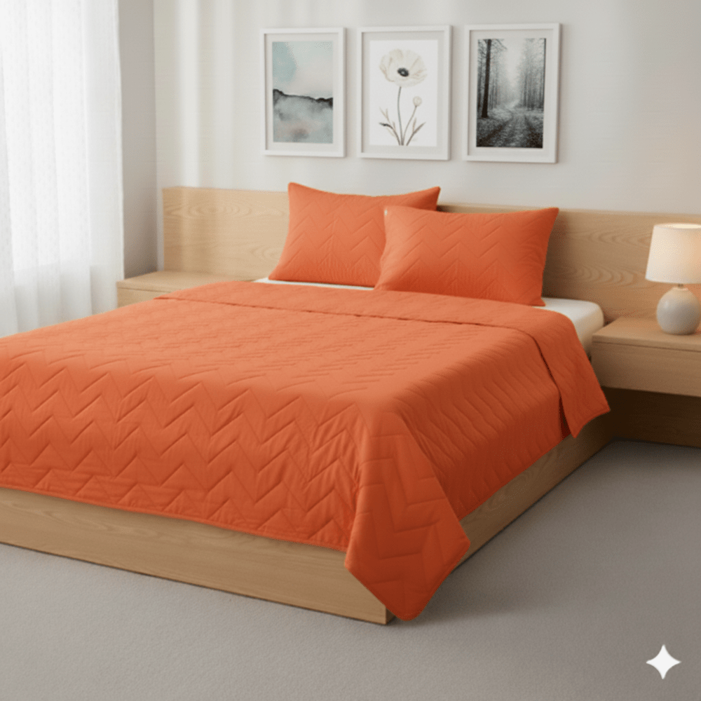 CUBRECAMA ALGODON TERRACOTA 132 HILOS 2 PLAZAS CON FUNDA SHAM FREE HOME