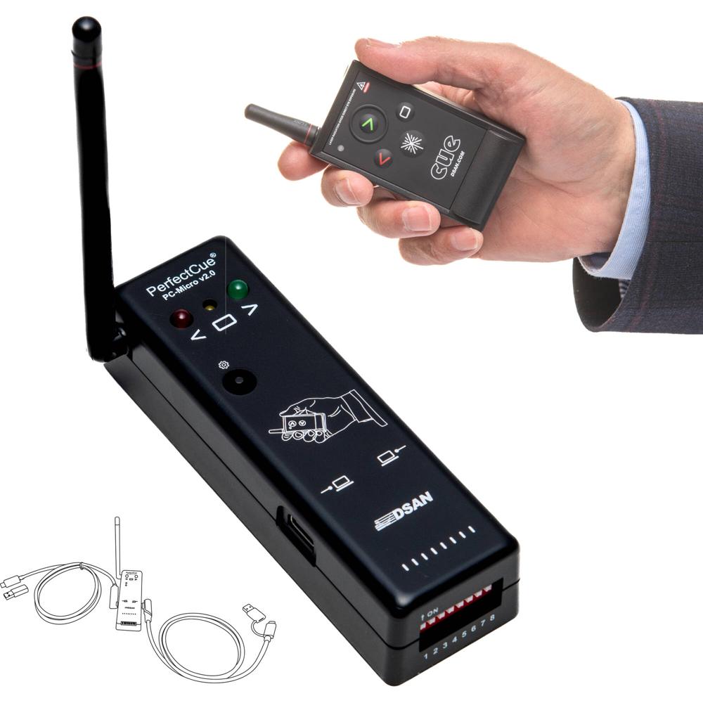 Dsan PerfectCue Micro Sistema de Cueing Ultracompacto con Transmisor PC-AS4, Control Remot
