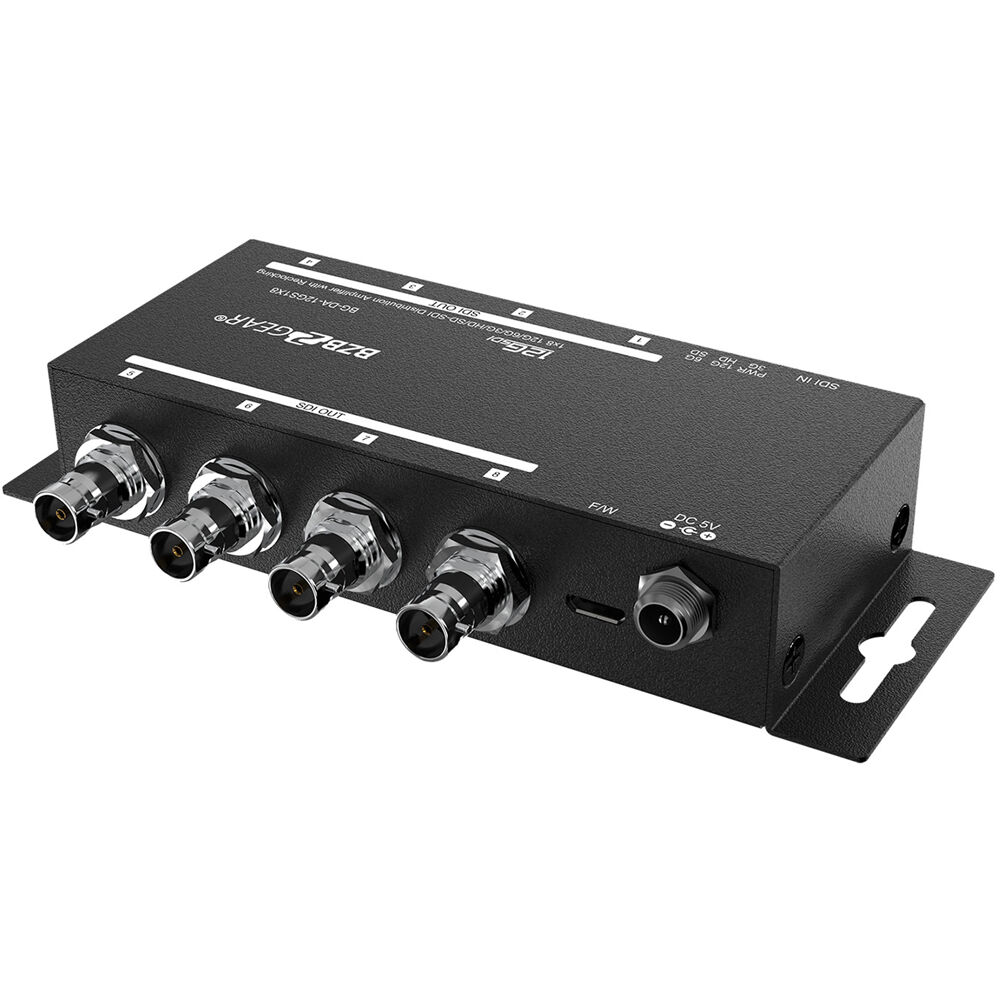 BZBGEAR Splitter/Amplificador de Distribución 12G-SDI 1 x 8, Soporta Video 4K, Salidas Re