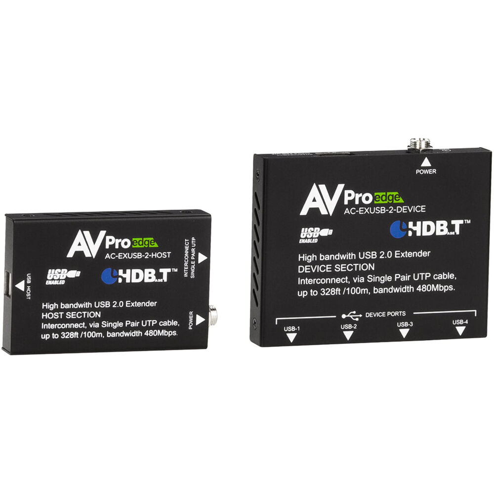 AVPro Edge Extensor USB 2.0 sobre Cat 5e Kit Punto a Punto (328') - 4 Puertos USB Tipo A,