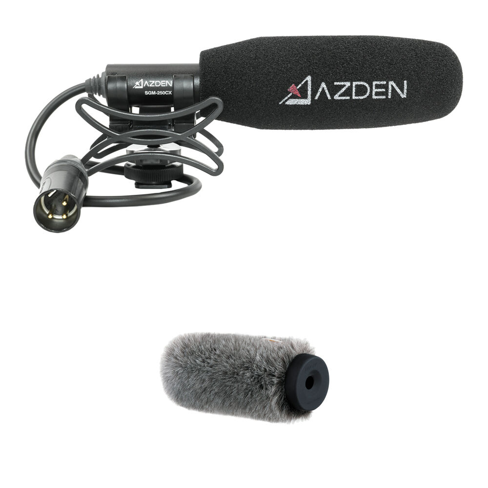 Azden SGM-250CX Micrófono Corto Tipo Shotgun con Paraviento y Soporte de Choque