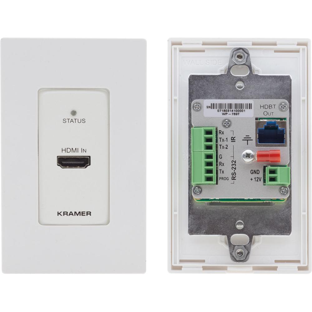 Kramer Transmisor HDMI-over-HDBaseT 1-Gang WP-789T con PoE/RS-232/IR - Soporta UHD 4K60 ha