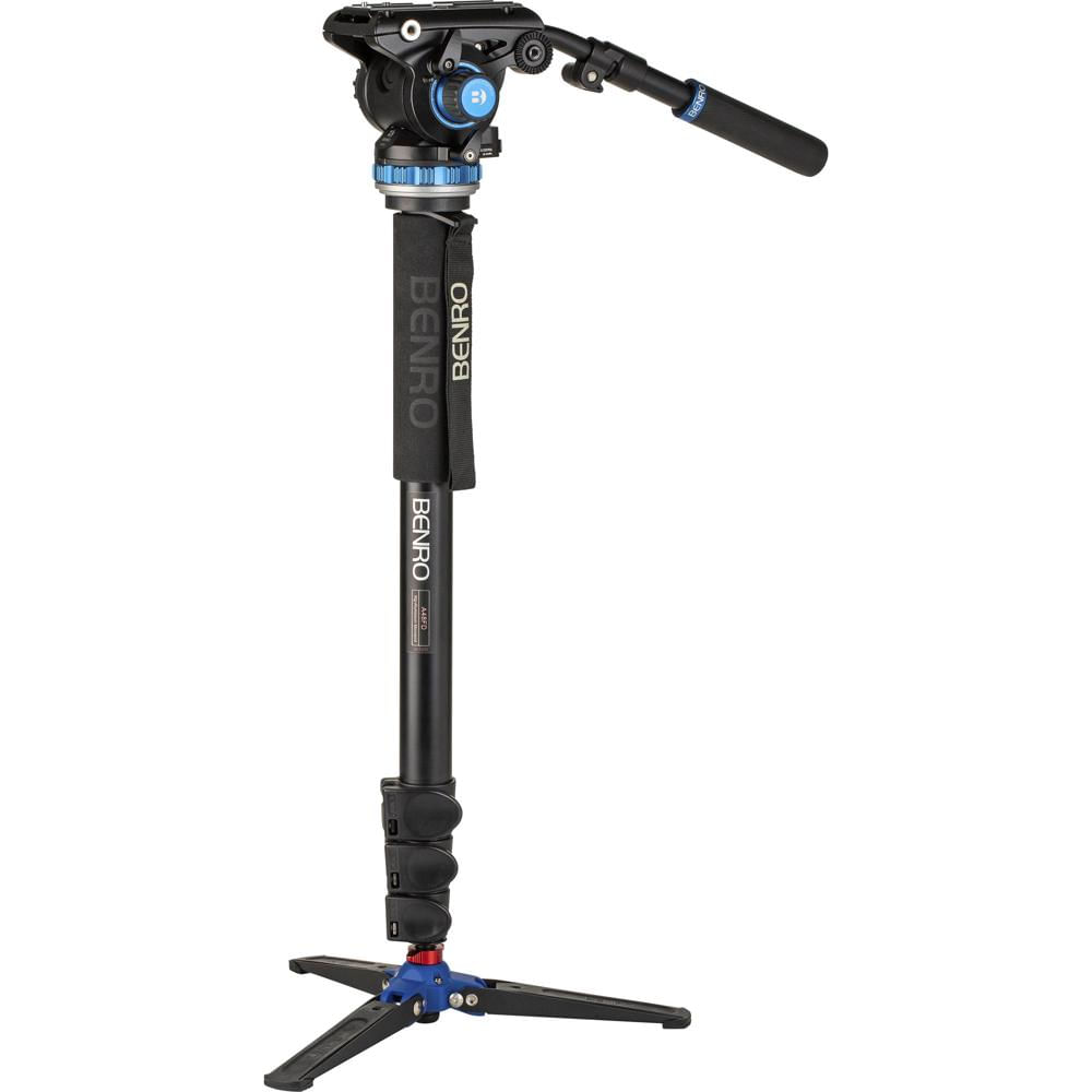 Benro Monopod A48FD con Base de 3 Patas y Cabezal Fluido S6Pro - Carga 13.2 lb, Altura 27.