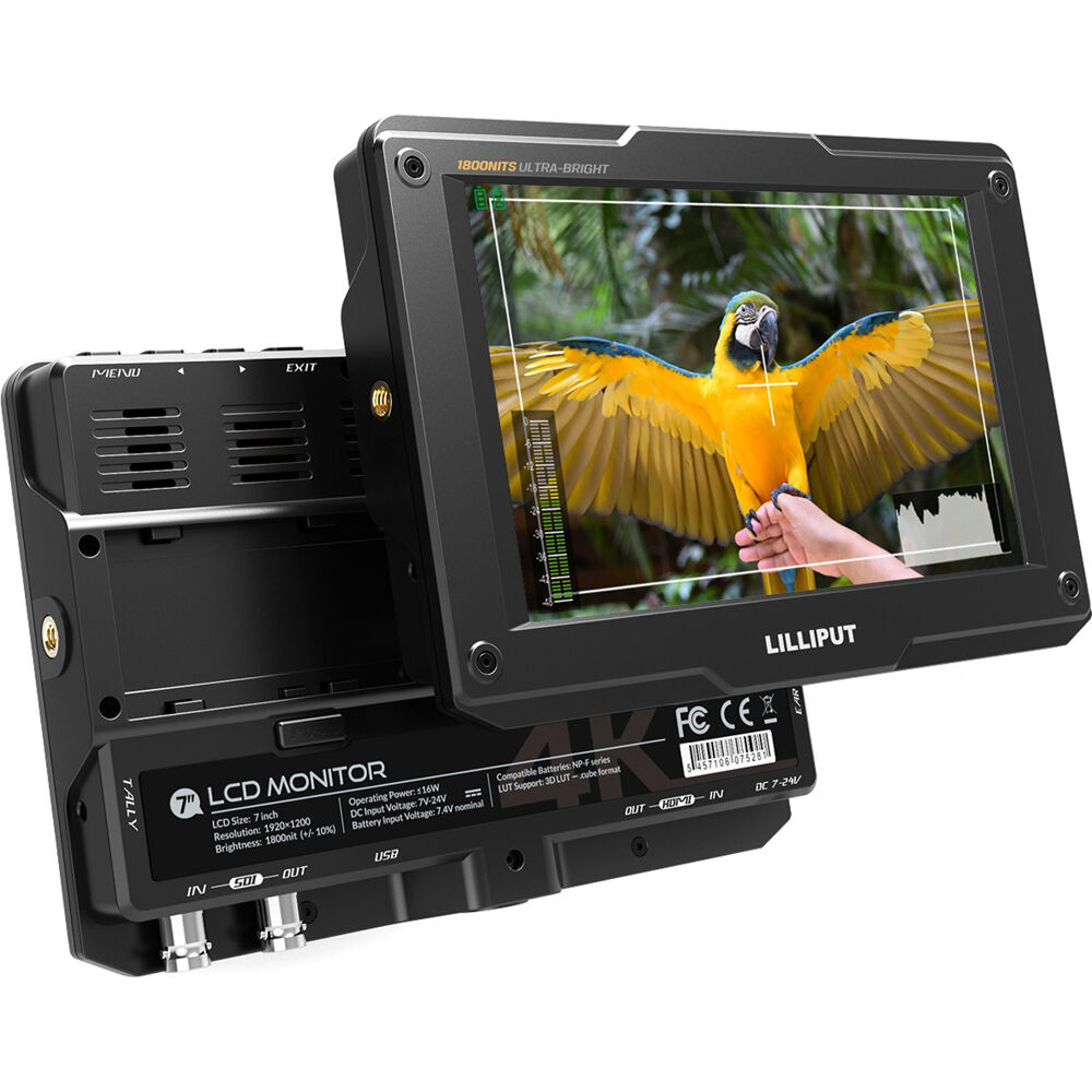 Lilliput H7S Monitor 7"" 4K HDMI/3G-SDI Ultra-Brillante 1800 cd/m², 1200:1 Contraste, Sopo