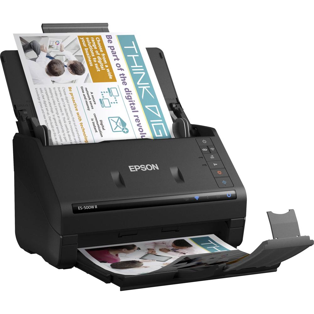 Epson Escáner de Documentos Inalámbrico Duplex ES-500W II, 35 ppm, 70 ipm, ADF de 50 Hoj