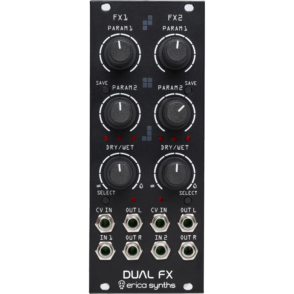 Erica Synths Dual FX Módulo Eurorack 10 HP - Efectos Estéreo Personalizados, 2 Parámetr