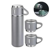 Set de Termo con 3 Tazas de Acero Inoxidable