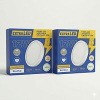 Pack x2 Panel Led Adosable Circular 12w Luz Cálida 3000K De Policarbonato Extraled