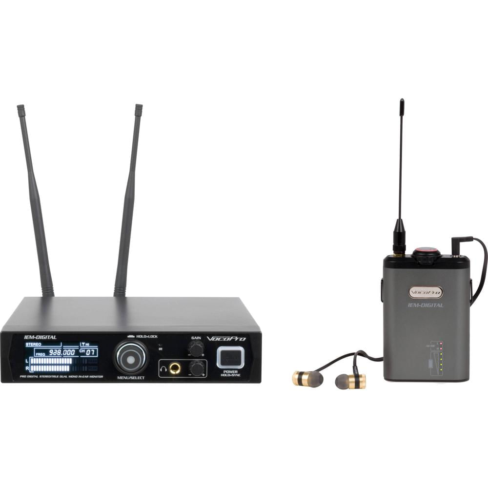 VocoPro IEM-Digital Sistema In-Ear Monitoreo Inalámbrico Estéreo 24-Bit, 18 Canales, Ran