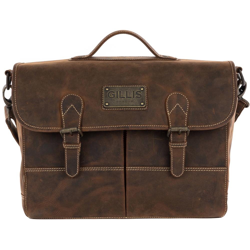 GILLIS LONDON Trafalgar Attache Camera Bag - Cuero Vintage Marrón, Inserto con Divisores
