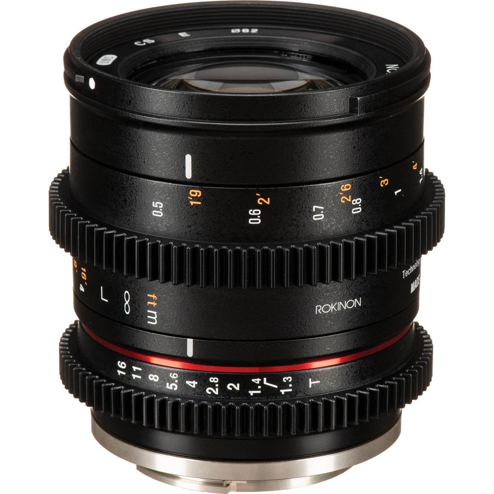Rokinon 50mm T1.3 Cine Lens Sony E - AOV 31.7°, Multi-Capa, De-Clicked Iris, 62mm Filtro