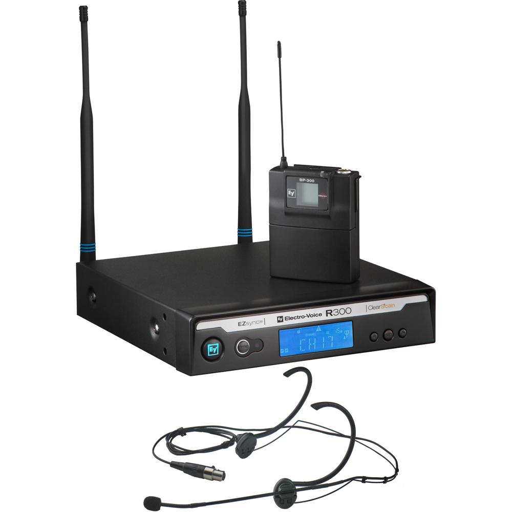 Electro-Voice R300-E Sistema Inalámbrico de Micrófono de Cabeza Omnidireccional con Tran