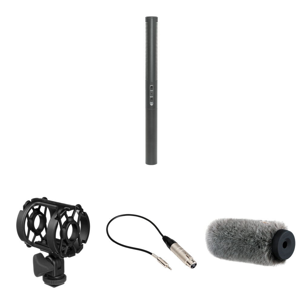 Azden SGM-250 Micrófono Shotgun Kit con Shockmount, Windshield y Cable Adaptador XLR a 3.