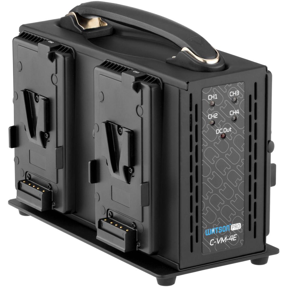 Watson Pro Cargador Cuádruple de Baterías Li-Ion V-Mount con Salida XLR