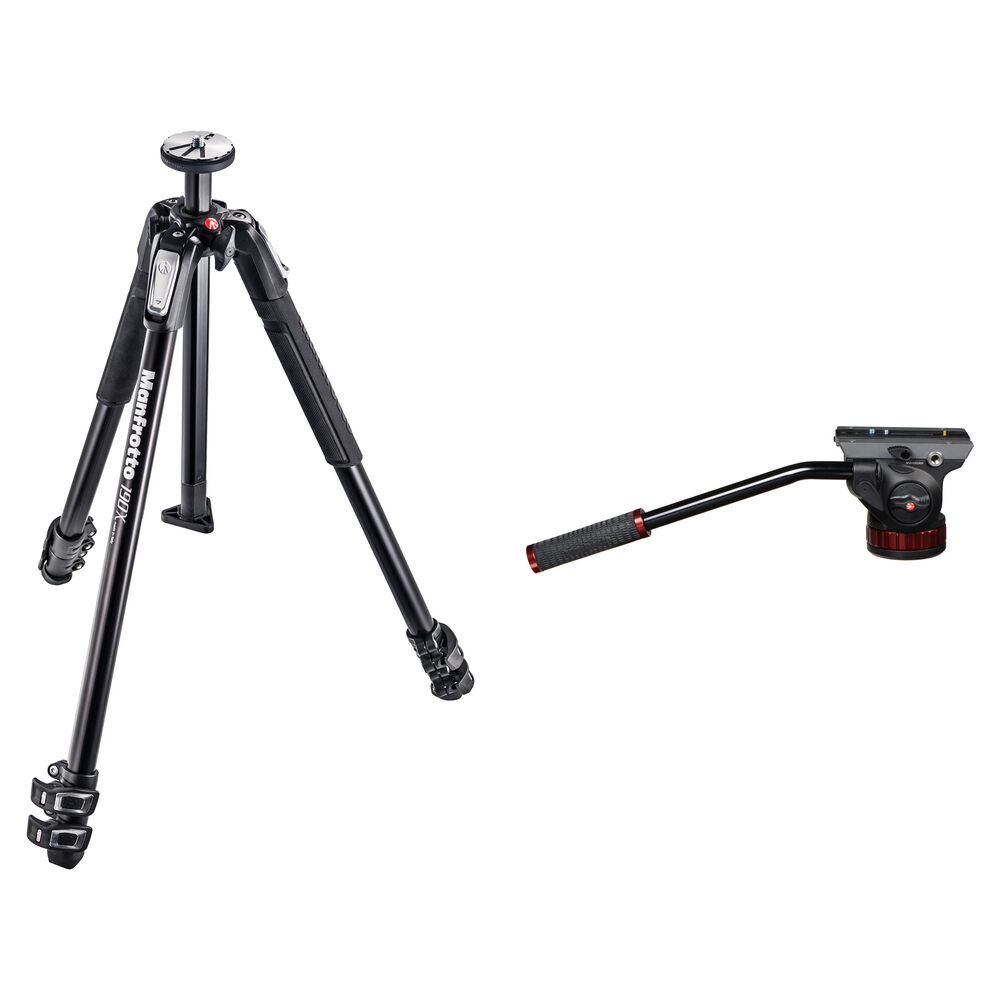 Manfrotto Kit de Trípode de Aluminio MT190X3 con Cabezal de Video 502AH, 63"" Altura Máxi