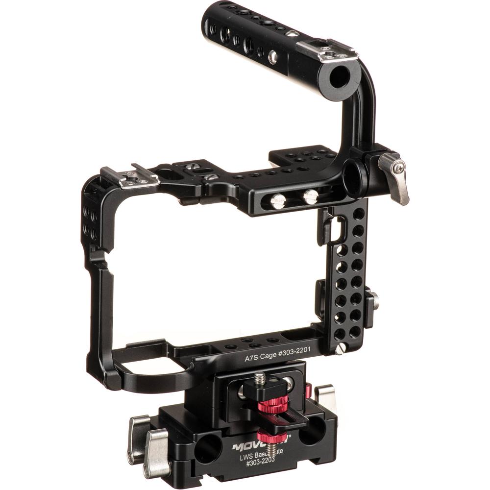 Movcam Cage Kit para Sony a7S - Jaula de cámara con mango superior removible, bloque elev