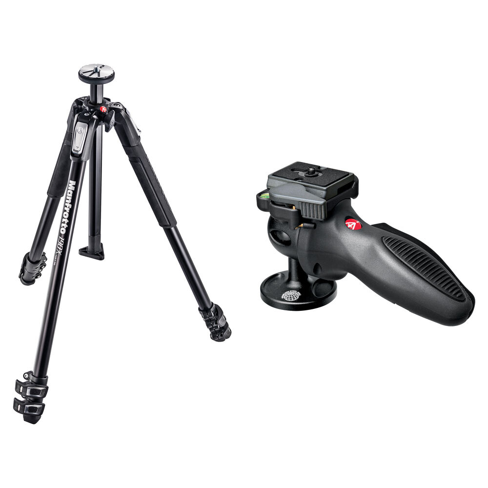 Manfrotto Tripode de Aluminio MT190X3 con Cabezal Joystick 324RC2 - Capacidad de Carga 7.7