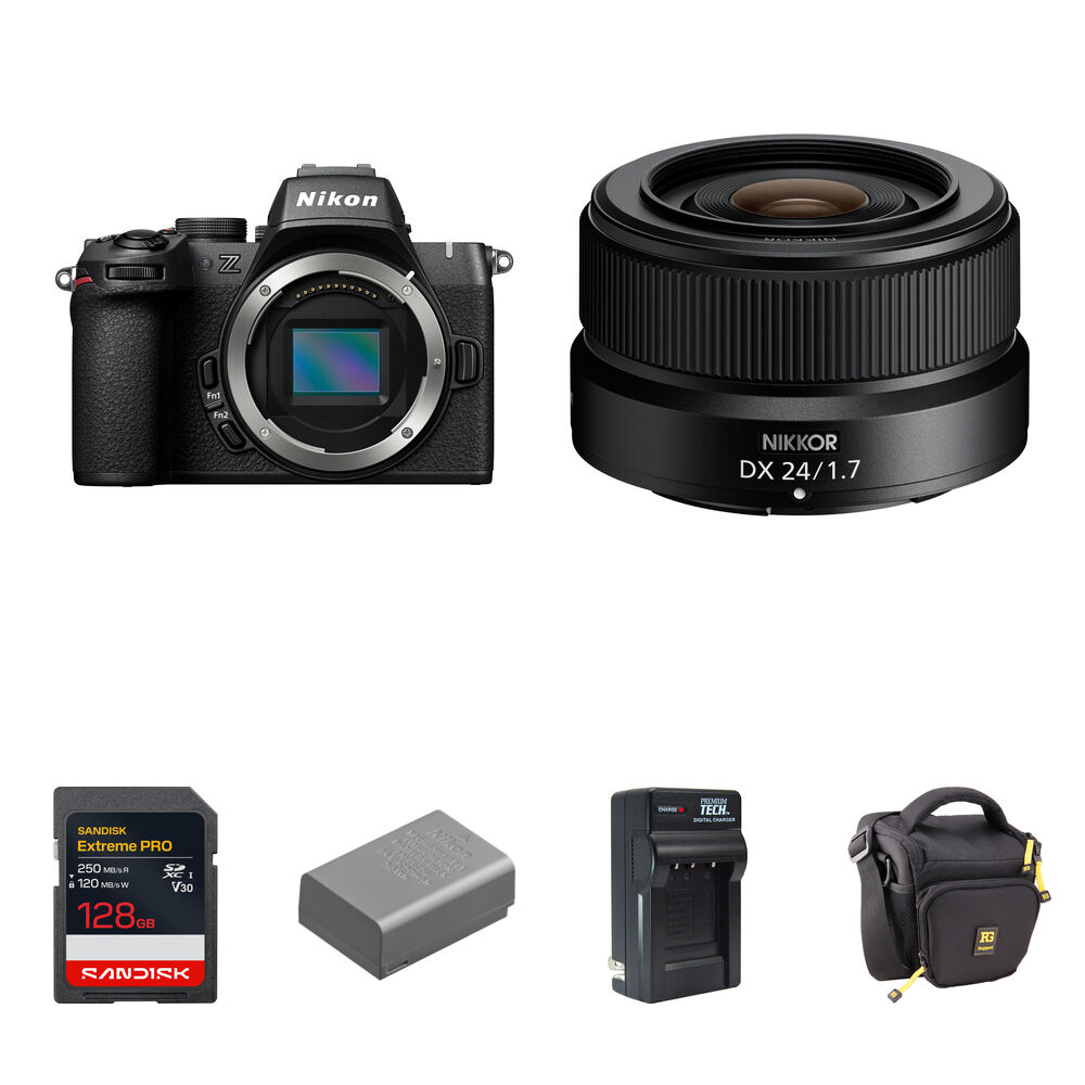 Nikon Z50 II Cámara Mirrorless con Lente NIKKOR Z DX 24mm f/1.7 y Kit Esenciales