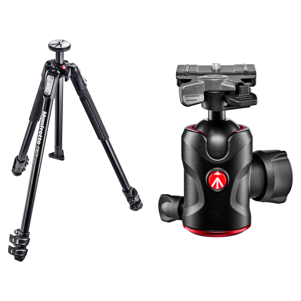 Manfrotto MT190X3 Trípode de Aluminio con Cabezal de Bola Compacto 496RC2 - Capacidad de