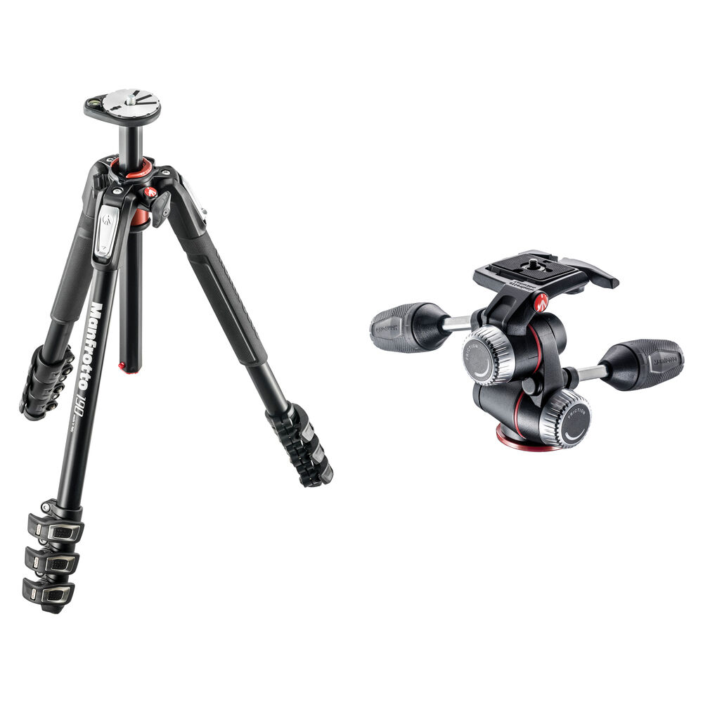 Manfrotto MT190XPRO4 Trípode de Aluminio con Cabezal Pan/Tilt MHXPRO-3W, Capacidad de Car