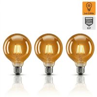 Pack x3 Foco LED G95 Bola G80 Vintage 8W Luz E27 Cálida EXTRALED