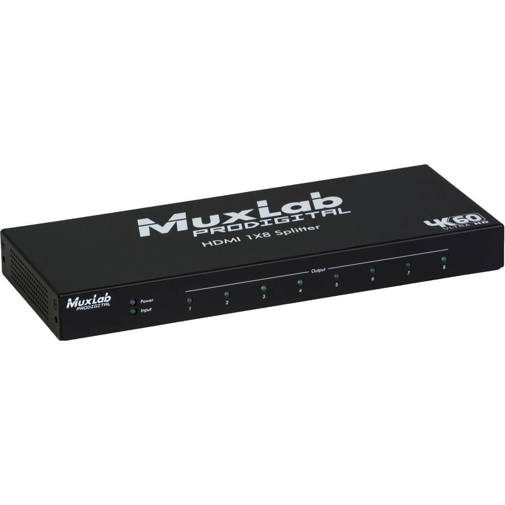 MuxLab Splitter HDMI 1x8 4K - Soporta UHD 4K, HDCP 1.4 y 2.2, Gestión EDID de 16 posicion