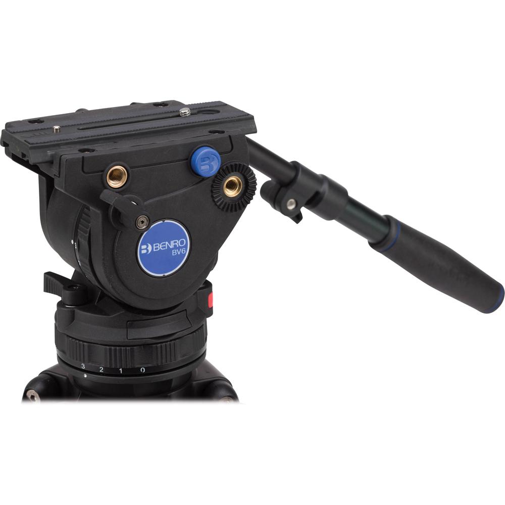 Benro BV6 Cabezal de Video 13.2 lb, 75mm con Placa Deslizante Manfrotto 501/504PL, 8 Pasos