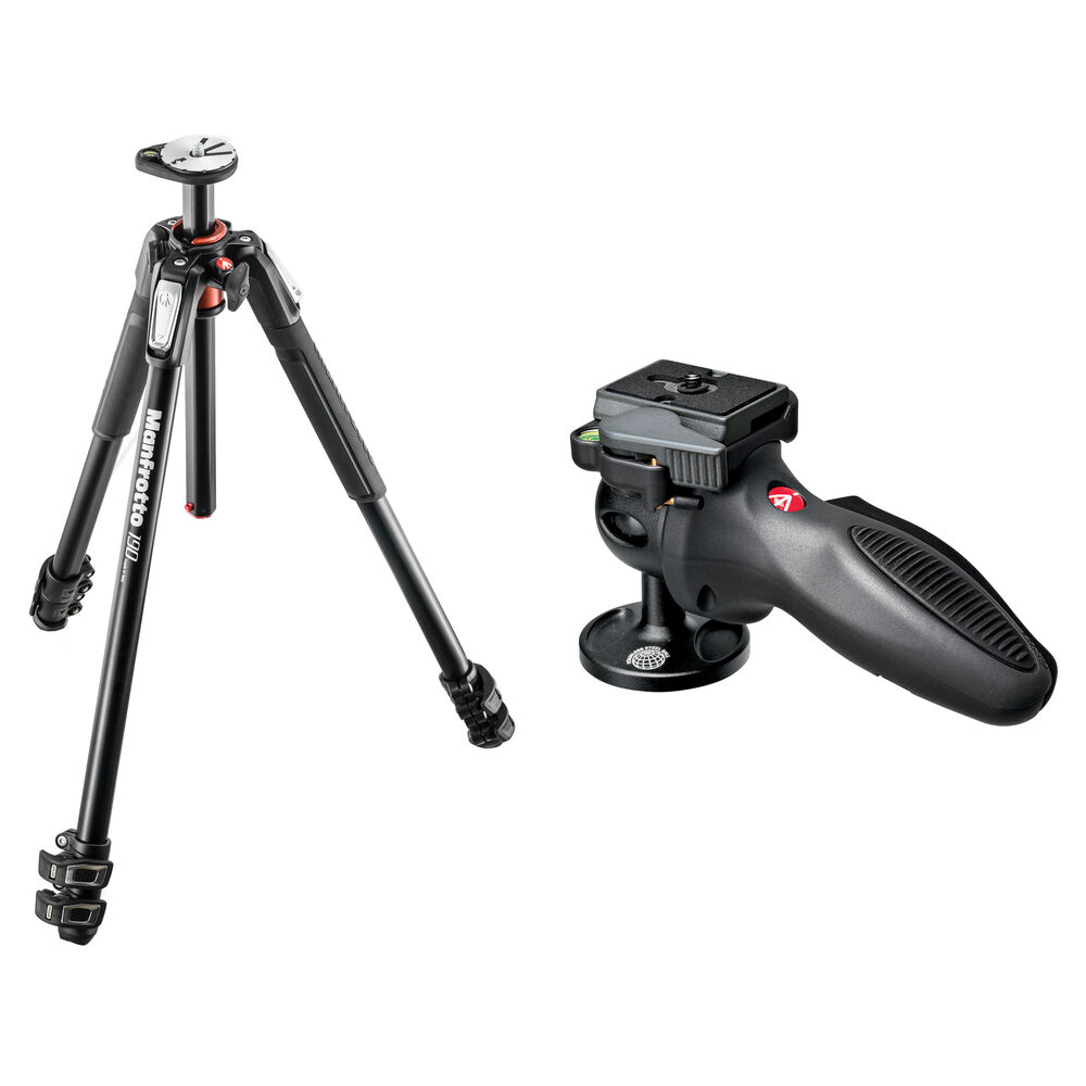 Manfrotto Trípode de Aluminio MT190XPRO3 con Cabezal Joystick 324RC2 y Sistema de Liberac