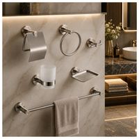 Set Completo de Accesorios para Baño Acero Inoxidable Satinado 6 Piezas ADB71100