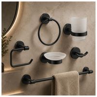 Set de Accesorios para Baño Negro Mate 6 Piezas ADB72201