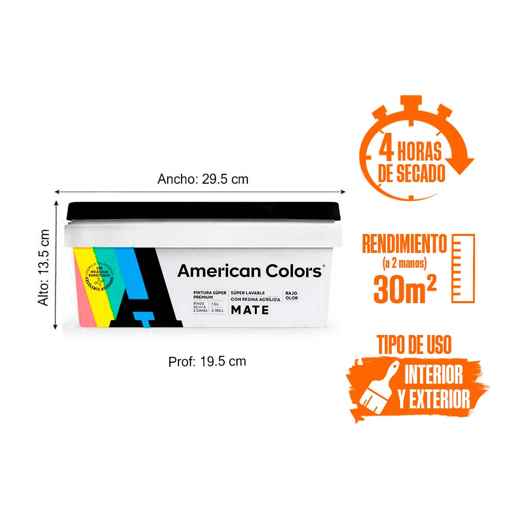 COMBO Pintura Latex American Colors Mate Bl 1 gl + Kit Pro Pintor ...