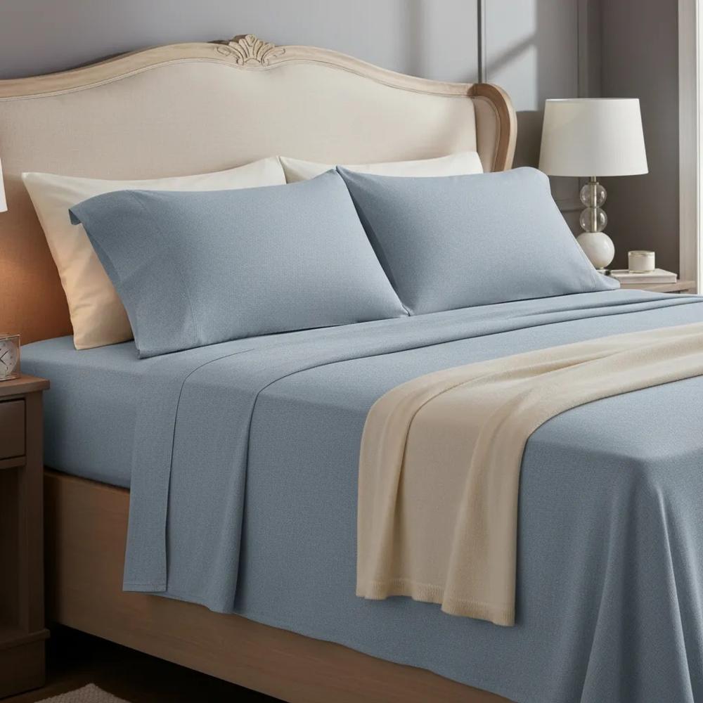 Juego de sabanas  algodón pima interiotex  180 hilos Plaza y media color  Stone Blue
