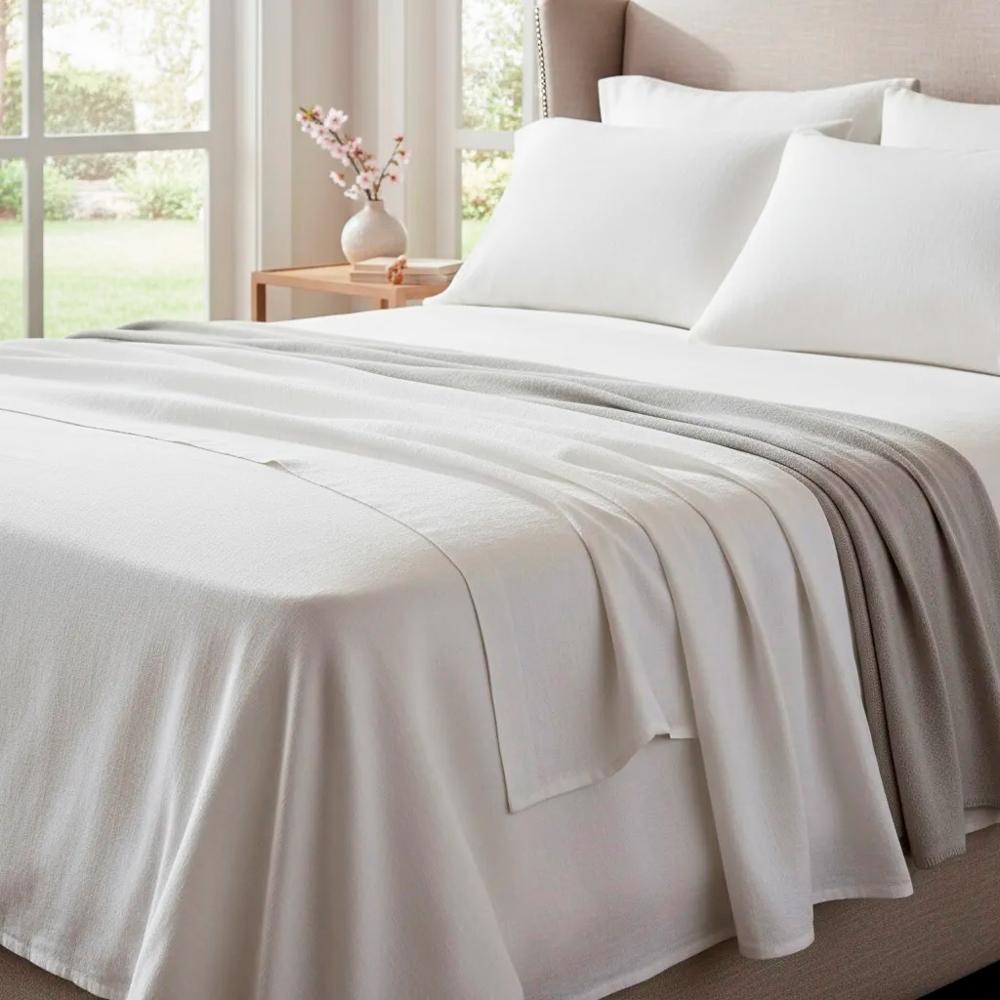 Juego de sabanas  algodón pima interiotex  180 hilos Queen color  Blanco