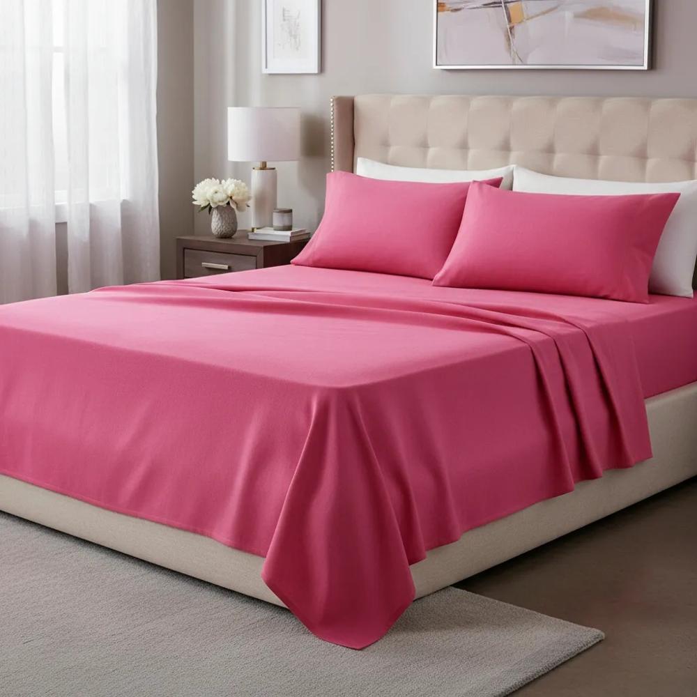 Juego de sabanas  algodón pima interiotex  180 hilos King color  Fresa
