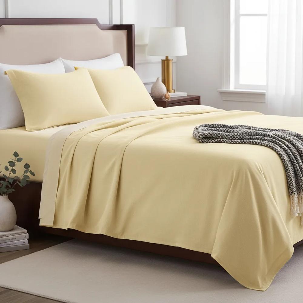 Juego de sabanas algodón pima interiotex 180 hilos 2 Plazas color Yellow Rose Liso talla 2 Plazas Rose
