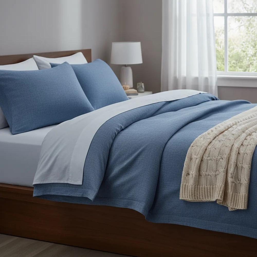 Juego de sabanas algodón pima interiotex 180 hilos Queen color Simply Denim Liso talla Queen Simply Denim