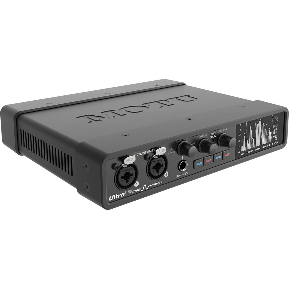 MOTU UltraLite-mk5 Interfaz de Audio/MIDI USB-C 18x22, 24-Bit/192 kHz, 2 Preamplificadores