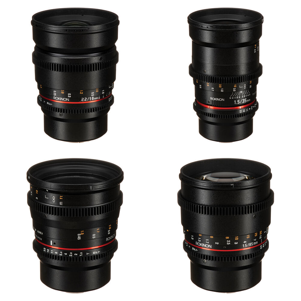 Rokinon Lente Cine DS 16, 35, 50, 85mm para Montura MFT - T2.2 a T1.5, Enfoque Manual, Ani