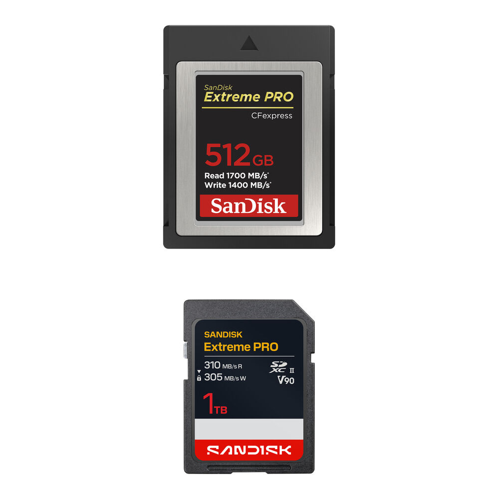 SanDisk Kit de Memoria 512GB Extreme PRO CFexpress Type B y 1TB SDXC UHS-II
