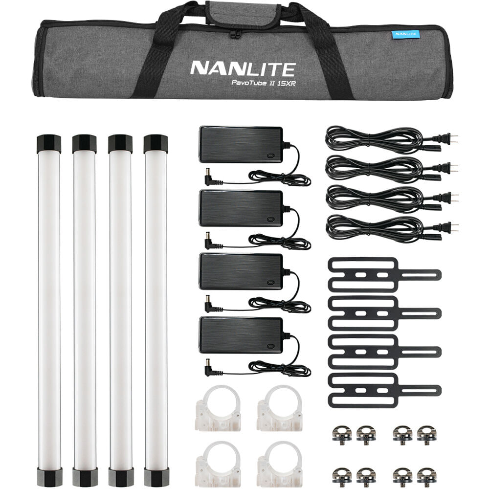 Nanlite PavoTube II 15XR Kit de 4 Tubos LED RGB de 2' con Control Inalámbrico y Efectos E