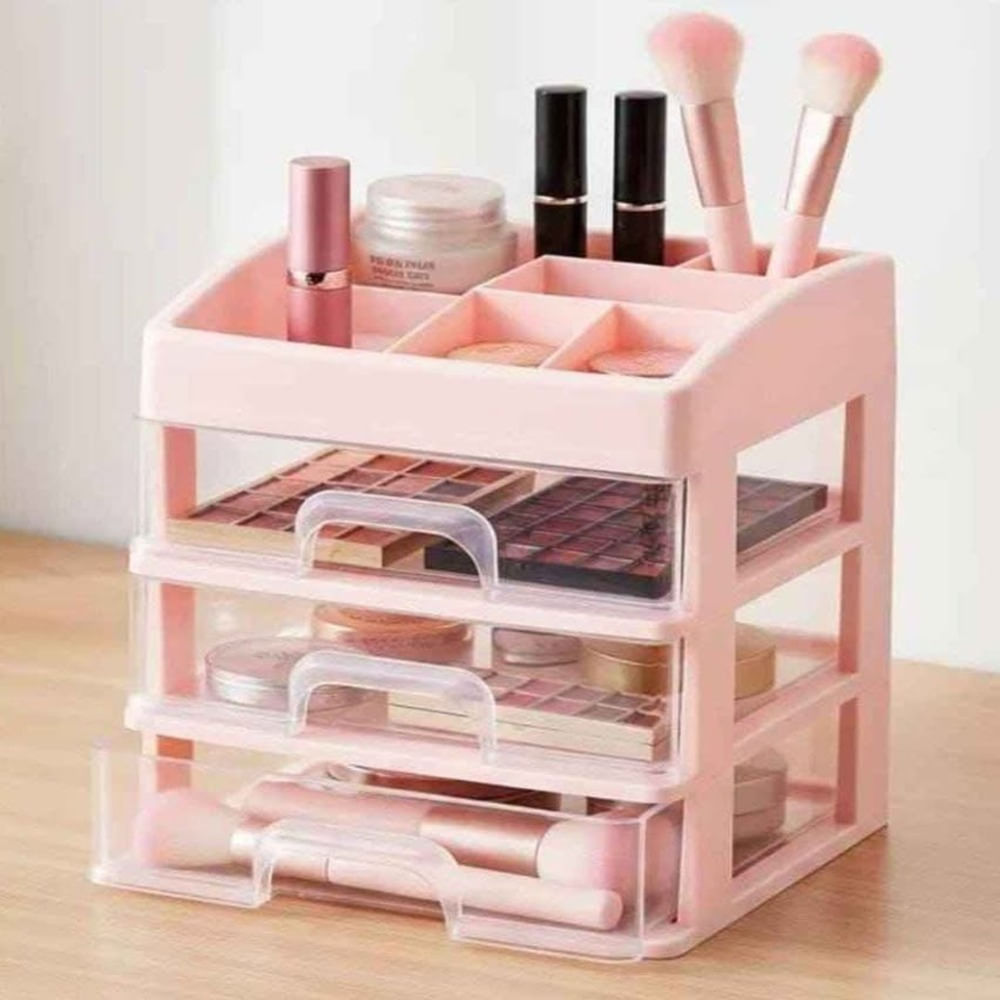ORGANIZADOR 3 NIVELES DE PLÁTICO ROSADO