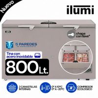 Congelador con tina de Acero Inoxidable de 800 litros Ilumi Gris   TFI 8002DG