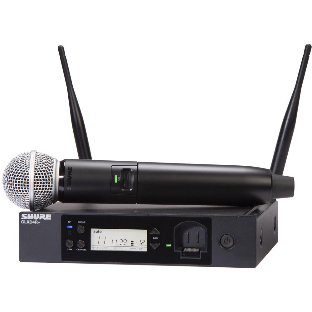 Shure GLXD24R+ Sistema Inalámbrico Vocal de Doble Banda con Micrófono SM58 - Transmisor