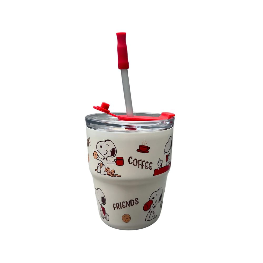 Mug Vaso Acero Termico Snoopy Para Cafe Blanco 480 ml