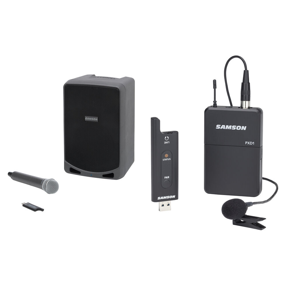 Samson Kit PA Portátil XP106w con Micrófono Lavalier y de Mano Inalámbrico - Amplificad