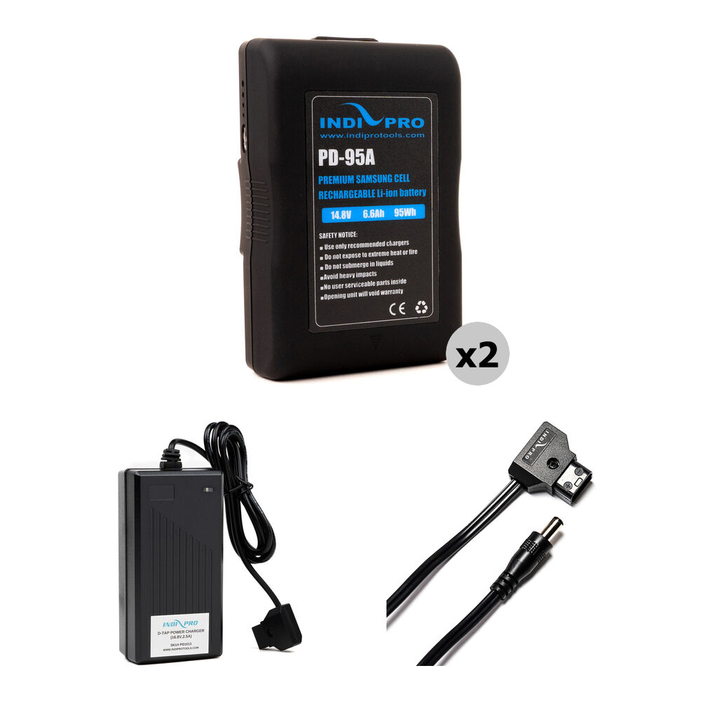 IndiPRO Tools Kit de Baterías PD-95A 95Wh con Cargador D-Tap y Cable para Blackmagic CC