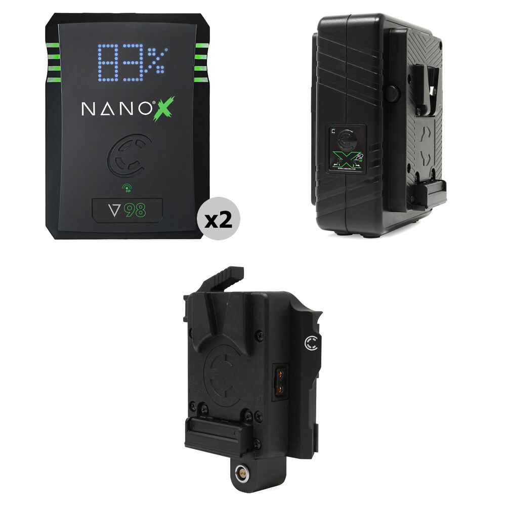 Core SWX NANO X V98 Kit de 2 Baterías V-Mount con Cargador Doble y Placa KOMODO