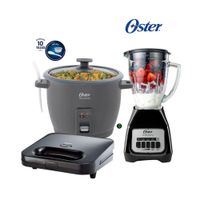 Combo Oster 3 en 1 Licuadora 1.5L Vidrio - Arrocera 10 Tazas - Sandwichera
