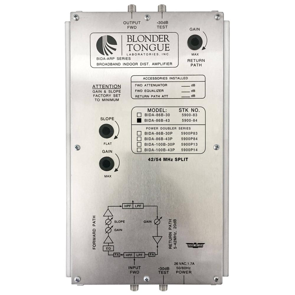 Blonder Tongue Amplificador de Distribución Interior BIDA-5900 - 43 dB, 54-860 MHz, Retor
